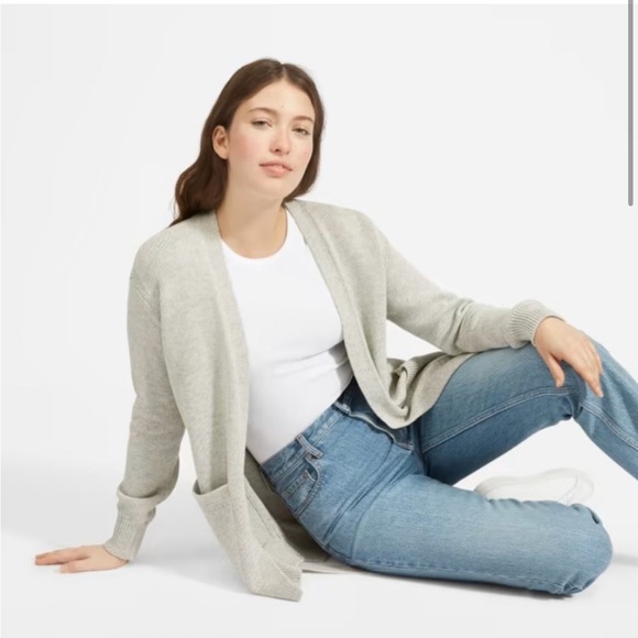 Everlane The Soft Wrap Belted Cardigan - 100% cotton, size S in heathered grey - Picture 1 of 12